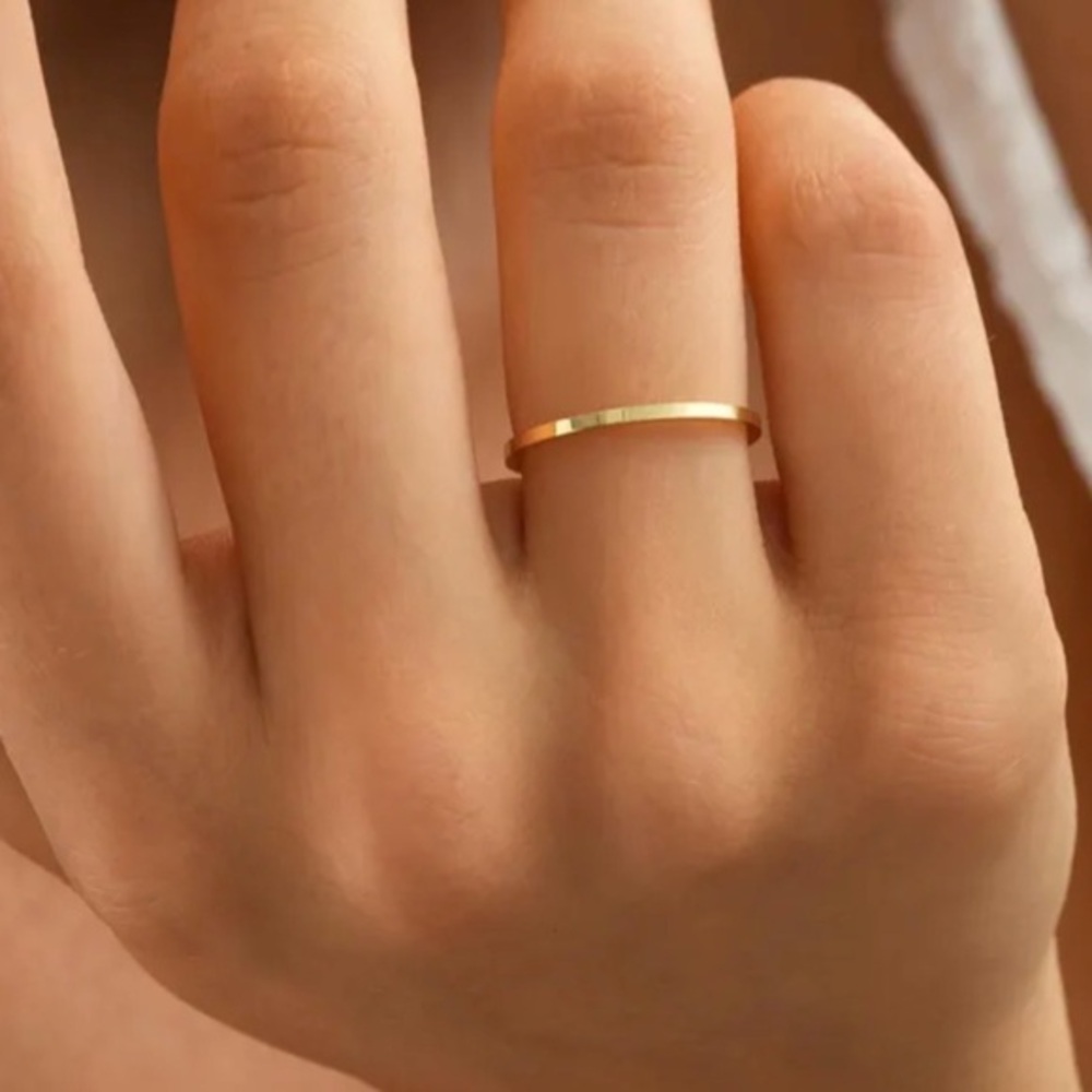14k Yellow Gold filled flat Stackable 1mm Wedding Band
